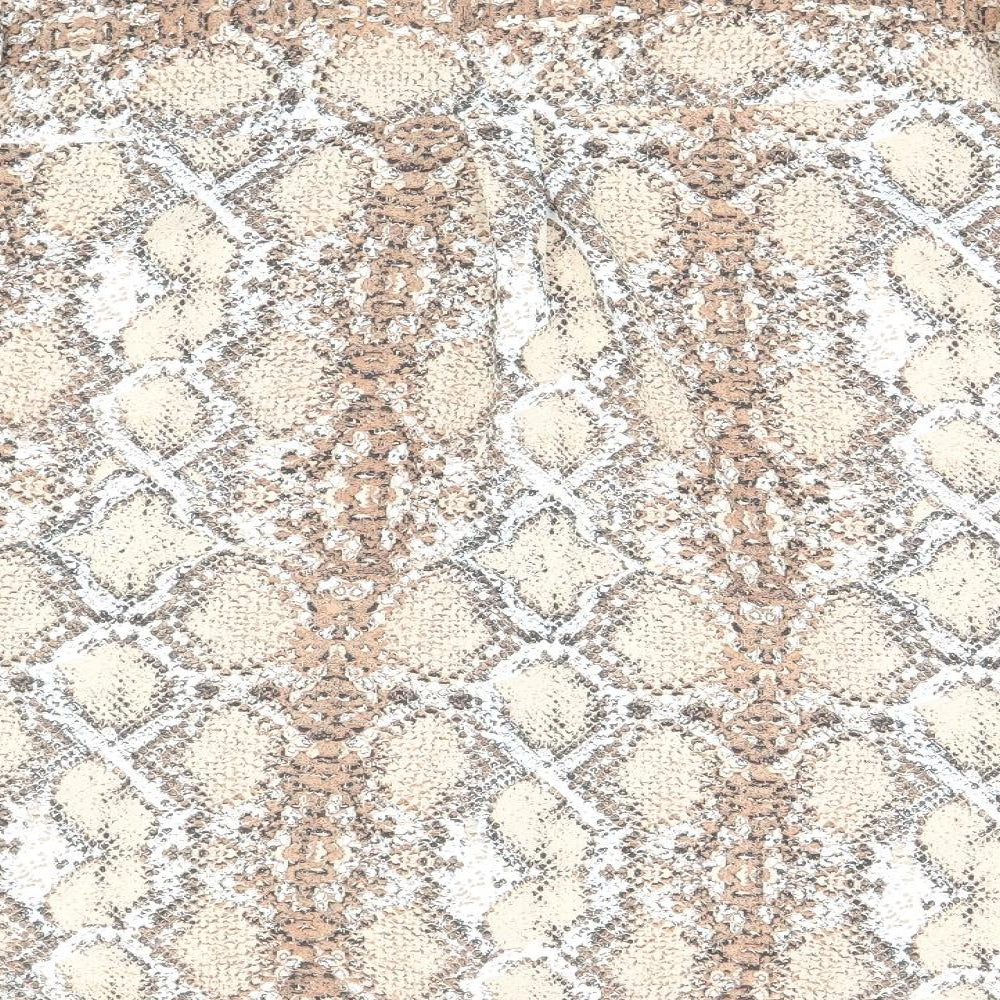 Marks & Spencer Womens Brown Animal Print Polyester Basic Button-Up Size 14 Collared - Snake Skin Print