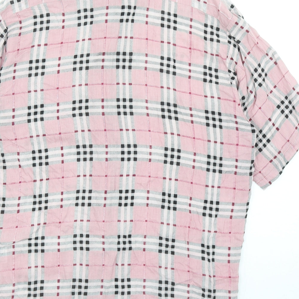Motel Womens Pink Geometric Viscose Basic Button-Up Size S V-Neck