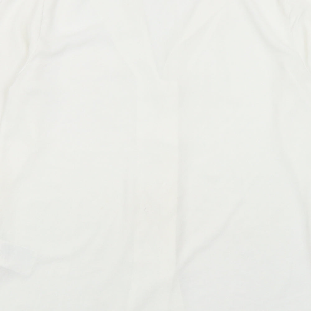 H&M Womens White Polyester Basic Button-Up Size 6 V-Neck