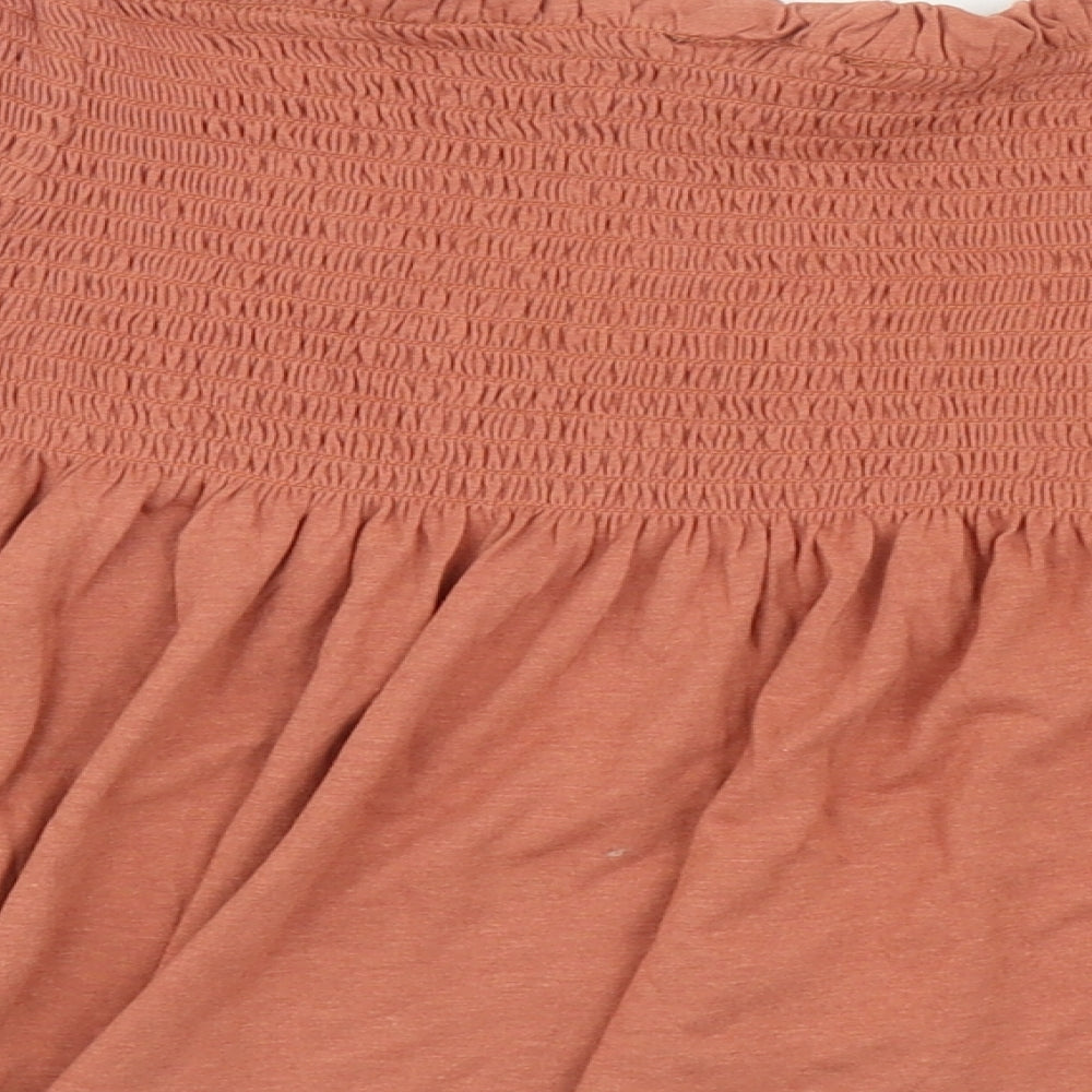 New Look Womens Orange Cotton Basic Tank Size 14 Off the Shoulder - Shirred