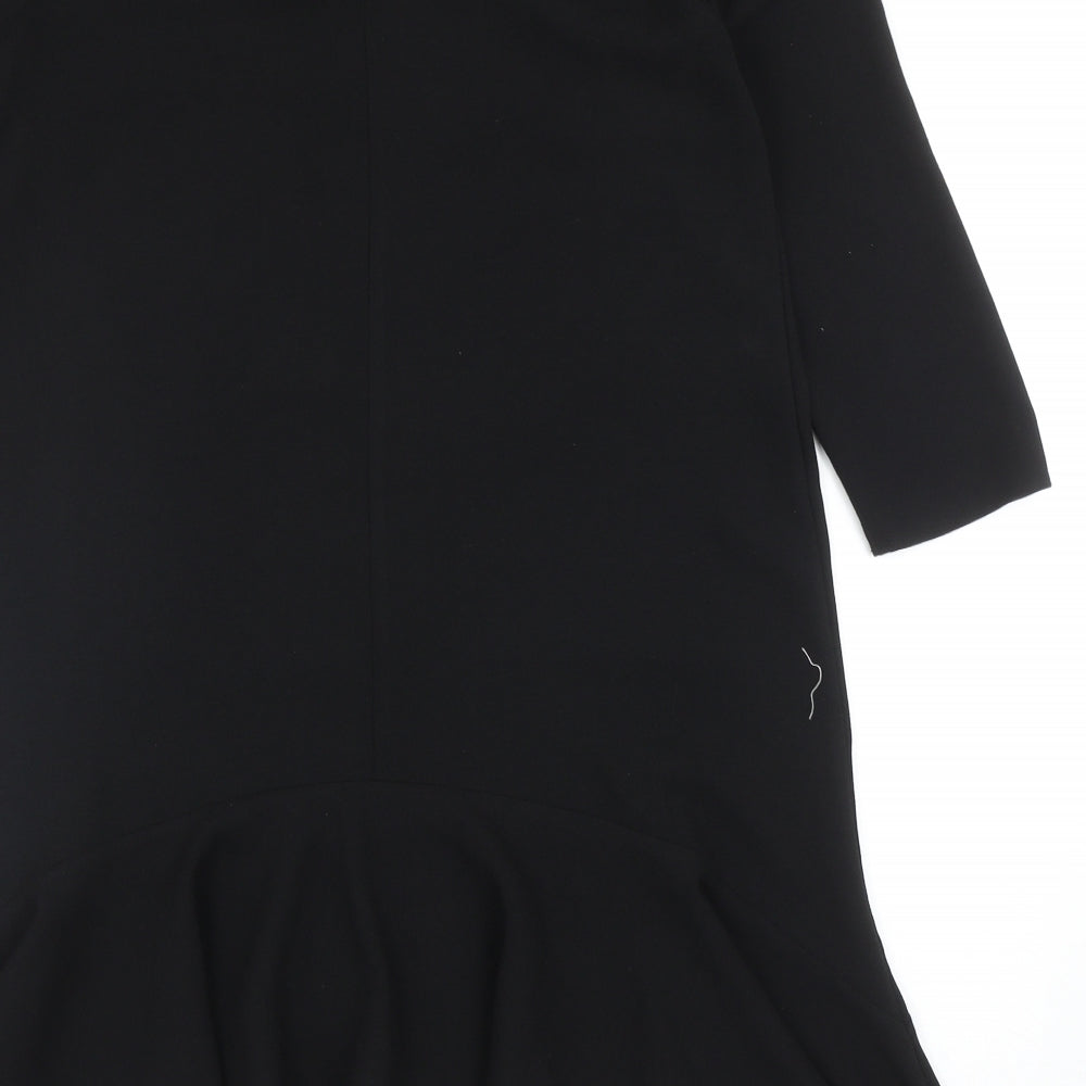 River Island Womens Black Polyester Shift Size 12 Round Neck Tie