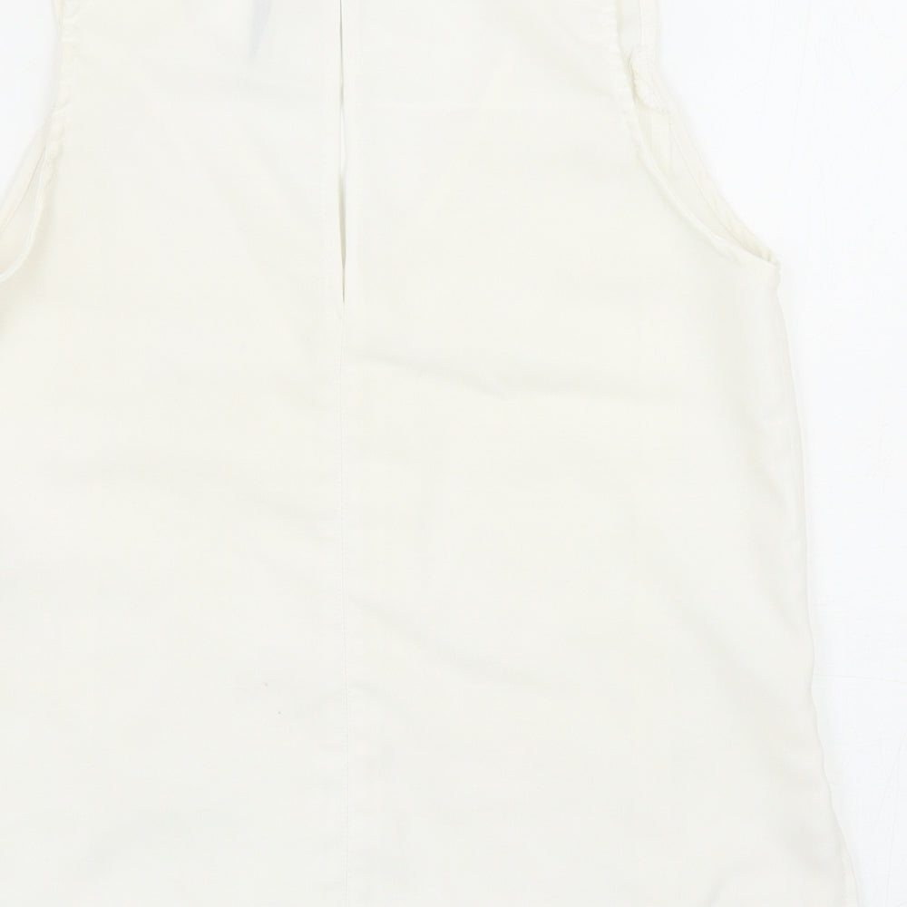 Stradivarius Womens White Polyester Basic Tank Size S V-Neck
