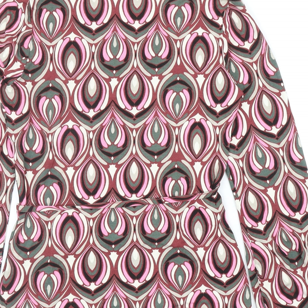 NEXT Womens Multicoloured Geometric Viscose Wrap Blouse Size 10 V-Neck