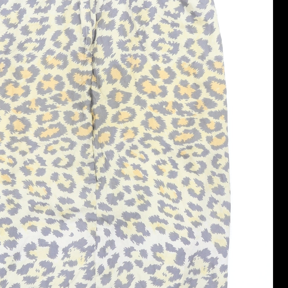Preworn Womens Yellow Animal Print Polyester Straight & Pencil Skirt Size 29 in Zip - Leopard Print