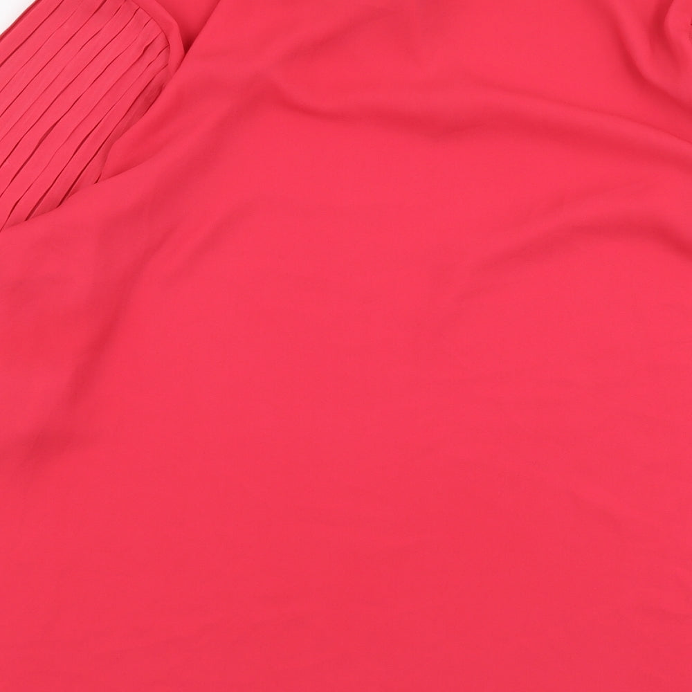 Soon Womens Pink Polyester Basic Blouse Size 16 V-Neck - Pleated Sleeves