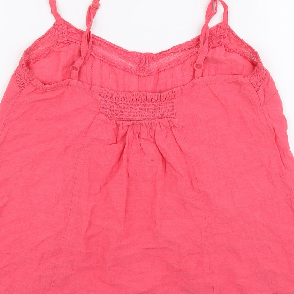 Monsoon Womens Pink Viscose Basic Tank Size 10 V-Neck