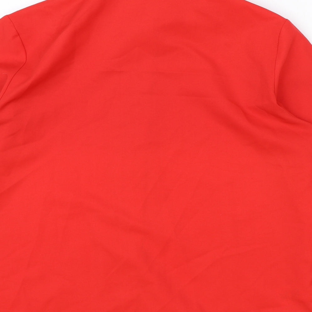 St Michael Womens Red Polyester Basic Button-Up Size 12 V-Neck