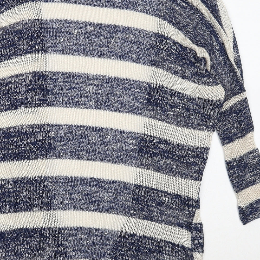 Atmosphere Womens Blue V-Neck Striped Polyester Cardigan Jumper Size XS