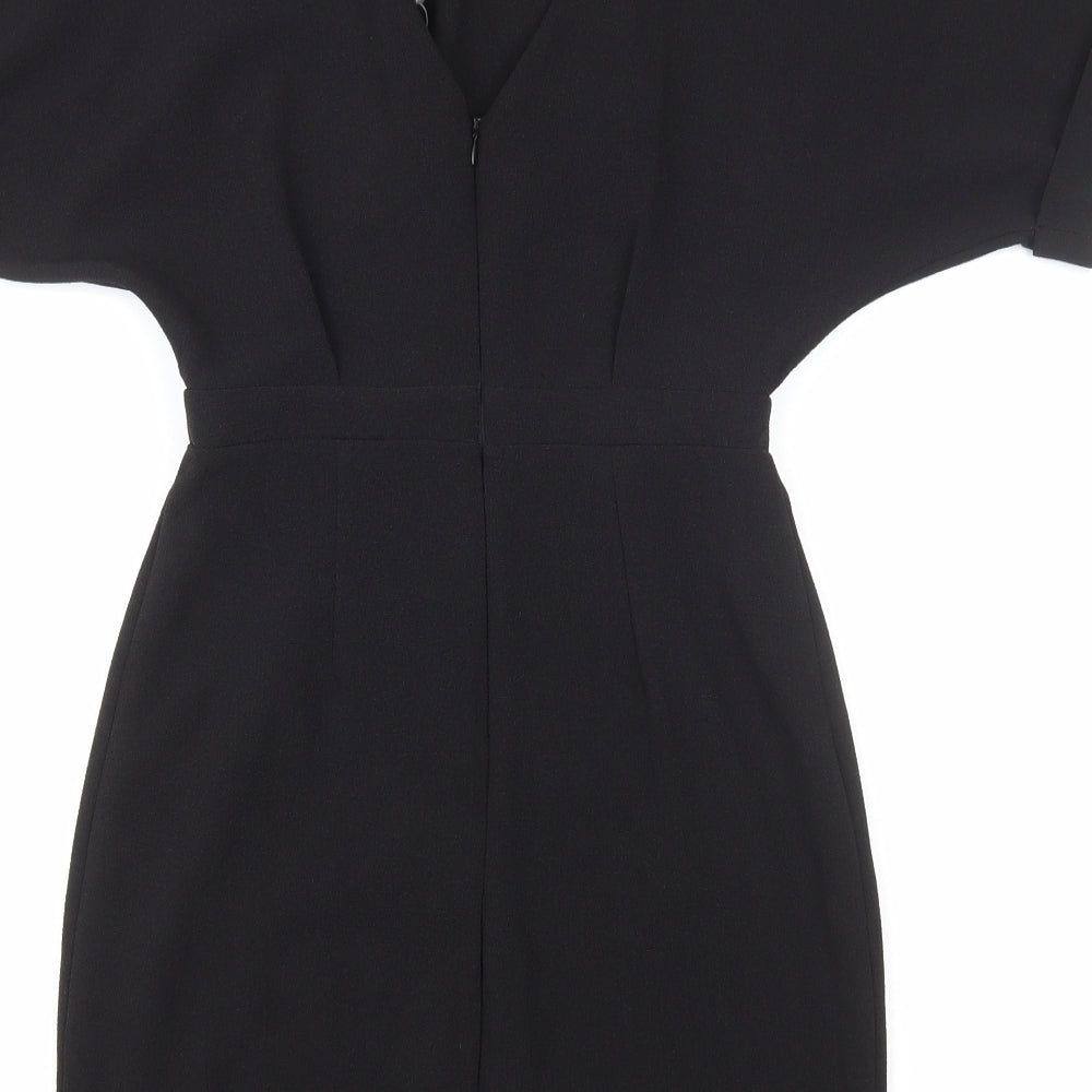 ASOS Womens Black Polyester Pencil Dress Size 8 Scoop Neck Zip