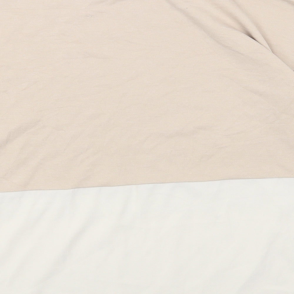 Zara Womens Beige Cotton Basic Blouse Size S Boat Neck