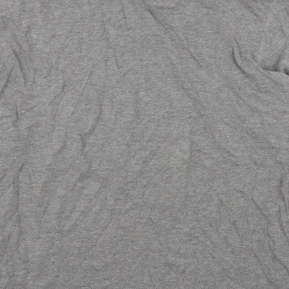 Zara Womens Grey Cotton Basic Polo Size L V-Neck
