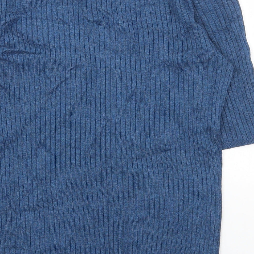 Marks & Spencer Womens Blue Round Neck Viscose Pullover Jumper Size 14