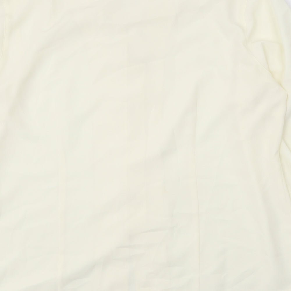 Jumper Womens Yellow Polyester Basic Button-Up Size L V-Neck