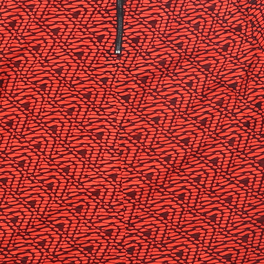 Principles Womens Red Geometric Viscose Basic T-Shirt Size 12 Round Neck