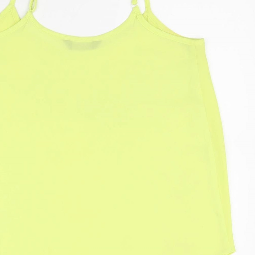 Dorothy Perkins Womens Yellow Polyester Basic Tank Size 12 Round Neck