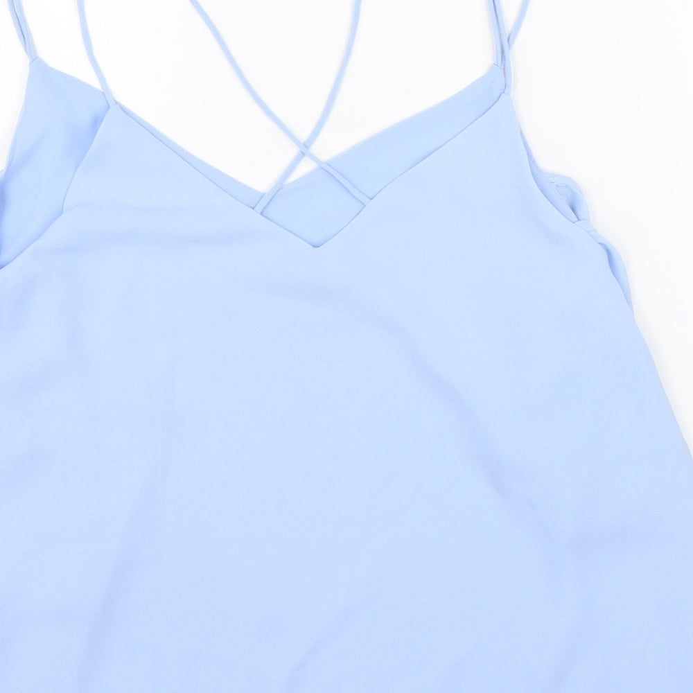 New Look Womens Blue Polyester Basic Tank Size 14 V-Neck