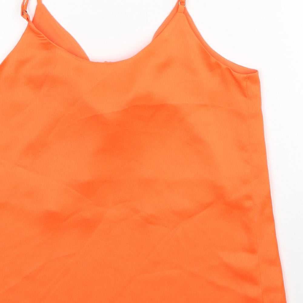 River Island Womens Orange Polyester Basic Tank Size 6 V-Neck