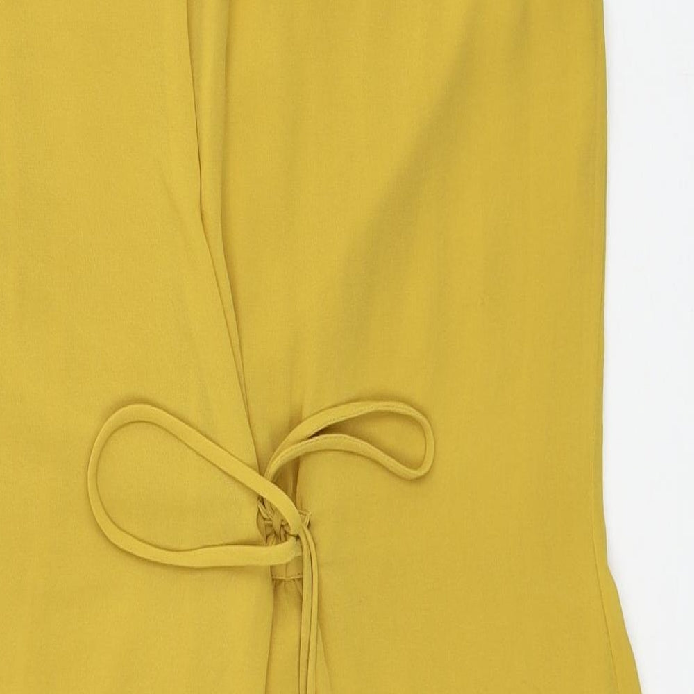 H&M Womens Yellow Polyester Shift Size 8 V-Neck Button