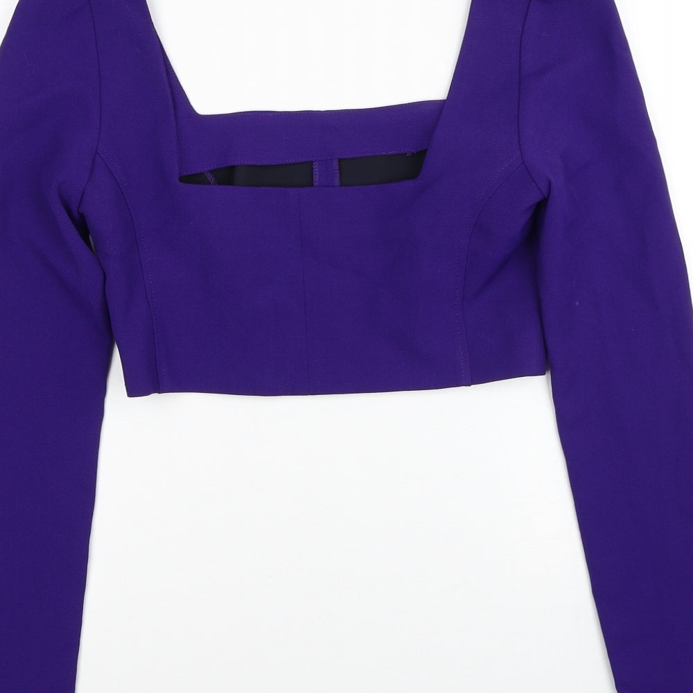 Zara Womens Purple Polyester Cropped Blouse Size XS Square Neck