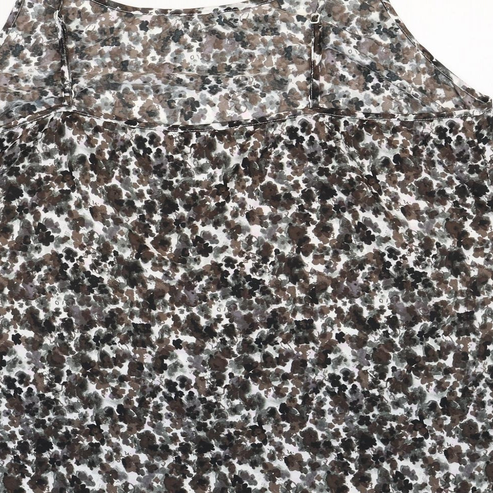 NEXT Womens Grey Geometric Polyester Basic Tank Size 22 Round Neck
