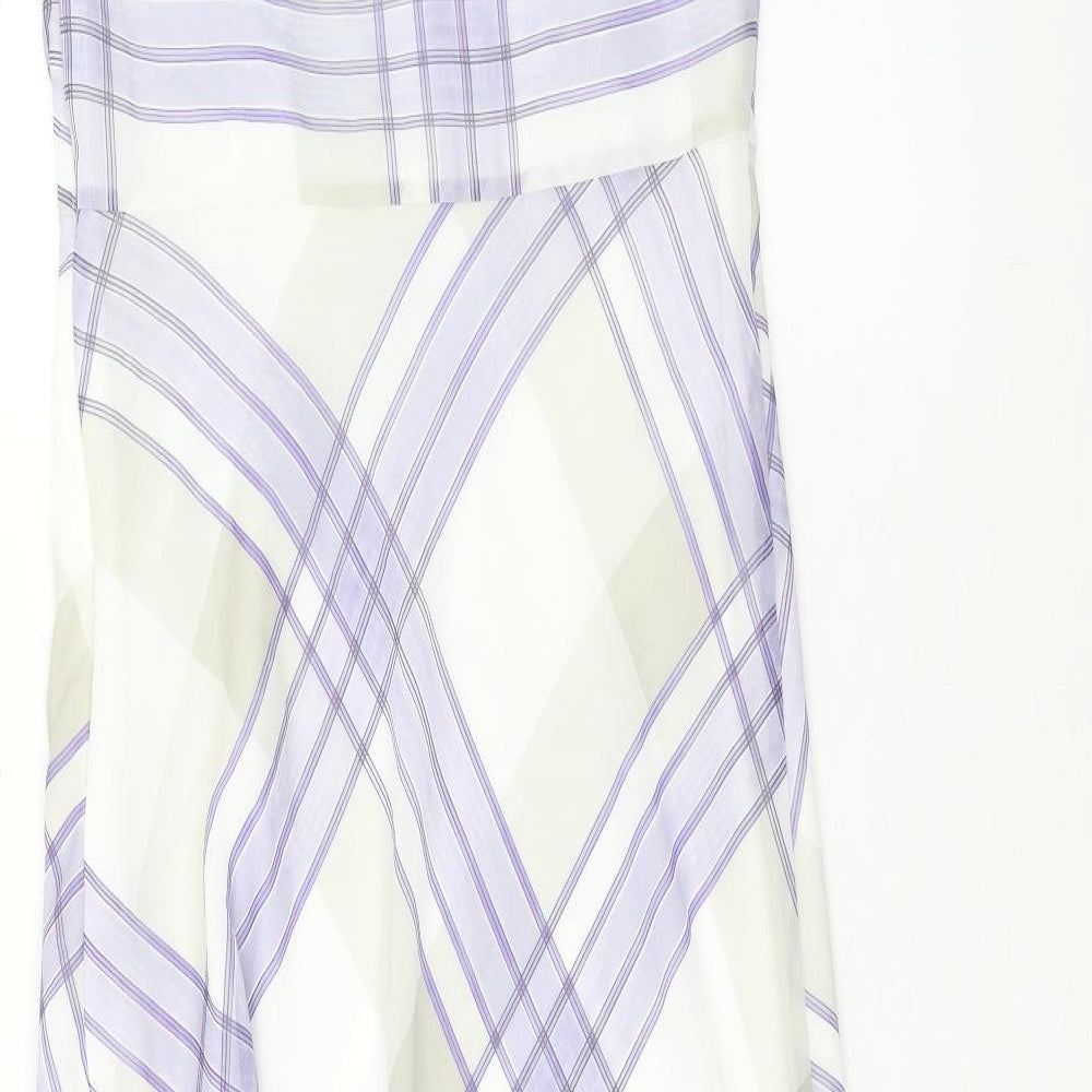 Marks & Spencer Womens Purple Plaid Polyester A-Line Size 10 V-Neck Zip