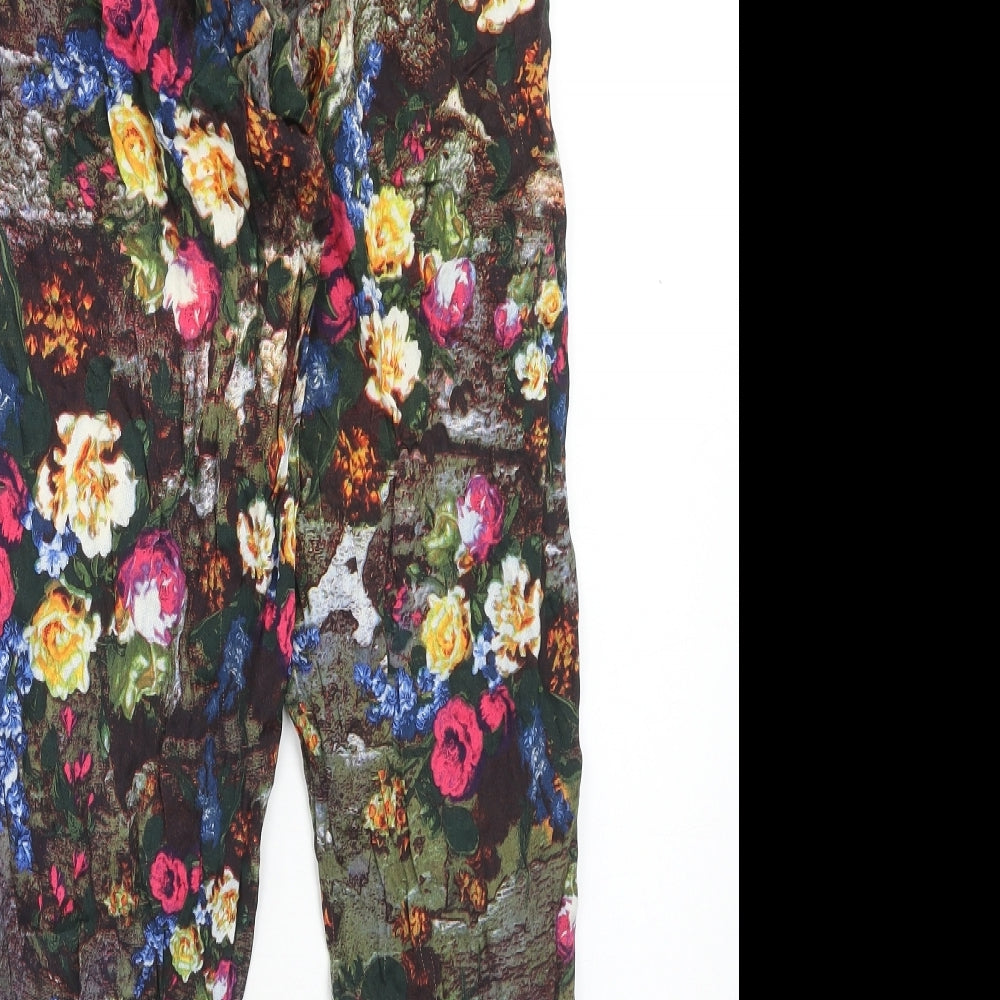 Motel Womens Multicoloured Geometric Viscose Bloomer Trousers Size S Regular Zip