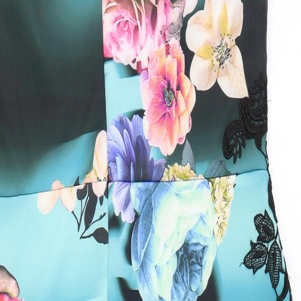 Joanna Hope Womens Multicoloured Floral Polyester A-Line Size 12 Round Neck Zip