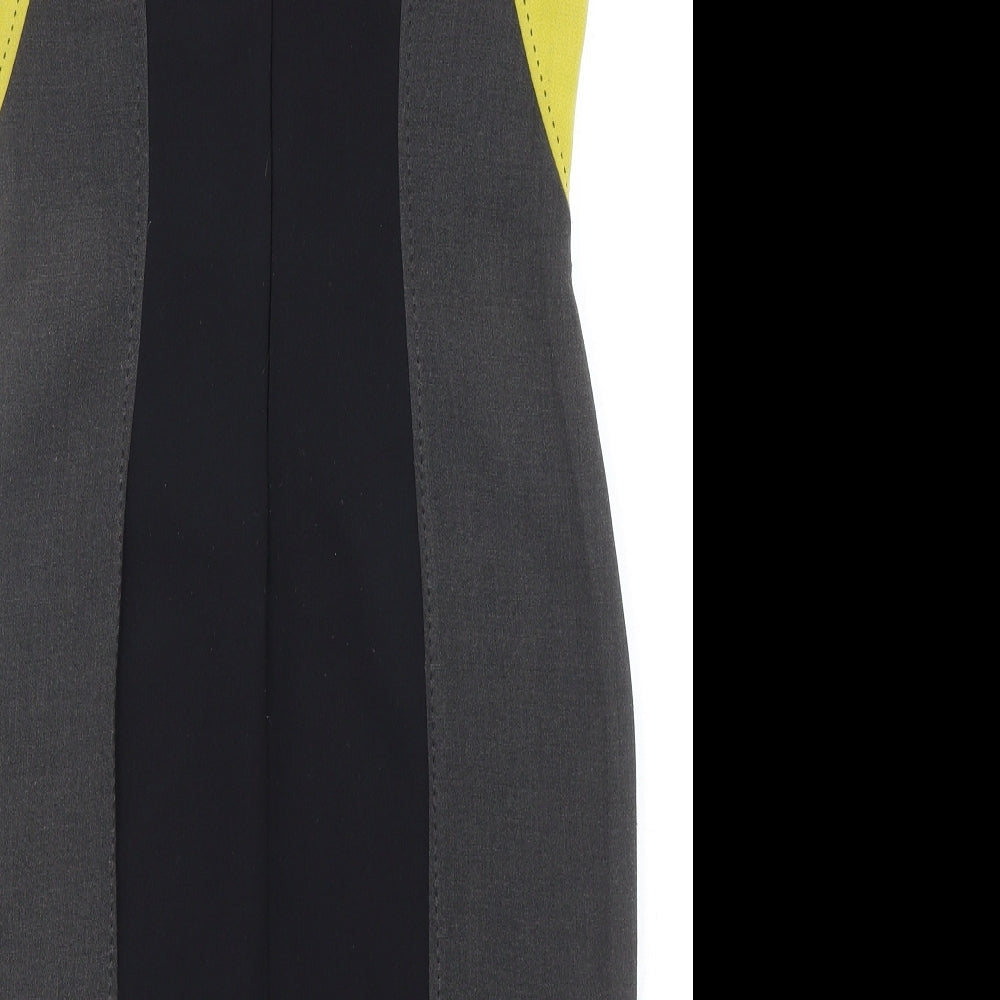 Marks and Spencer Womens Grey Polyester Bodycon Size 10 Round Neck Zip - Colourblock