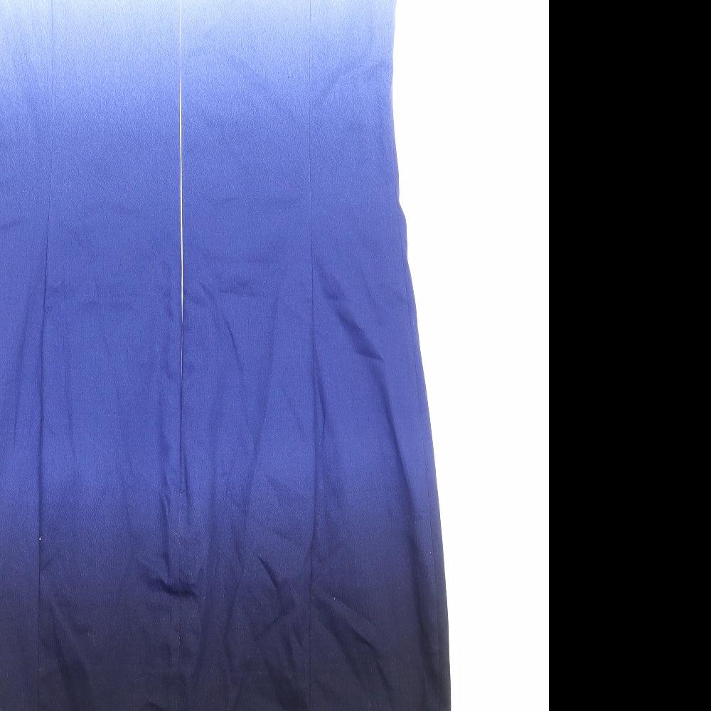 Marks and Spencer Womens Blue Viscose Sheath Size 14 Roll Neck Zip - Ombré
