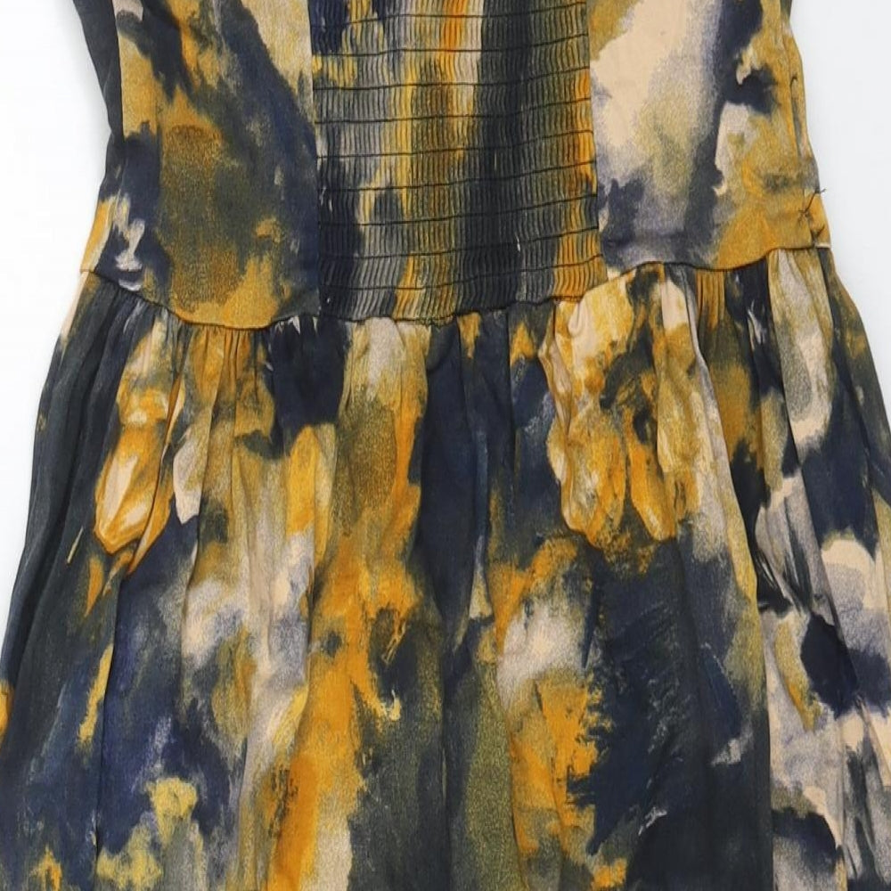 Vera Moda Womens Yellow Floral Cotton Mini Size XS Off the Shoulder Pullover
