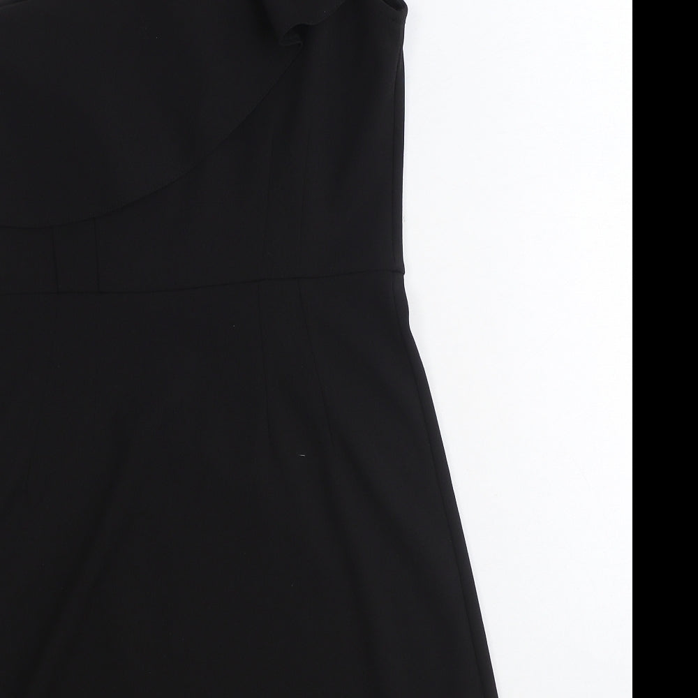 Oasis Womens Black Polyester Fit & Flare Size S One Shoulder Zip