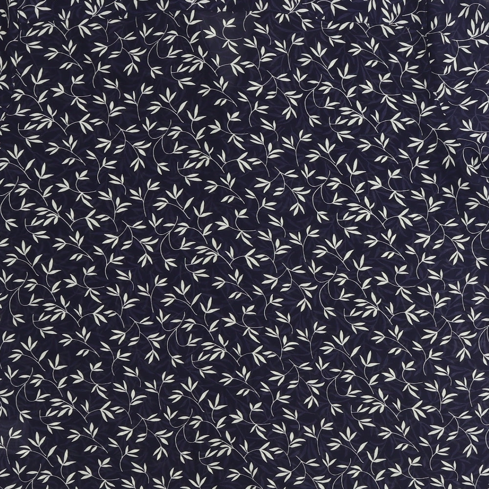 Jumper Womens Blue Geometric Polyester Basic Button-Up Size 14 V-Neck
