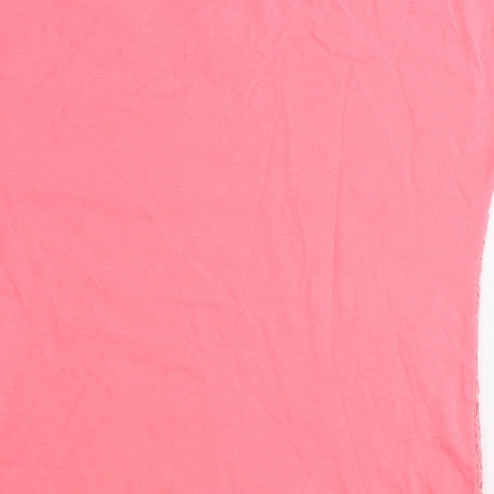 Marble Womens Pink Polyester Basic T-Shirt Size 8 Round Neck