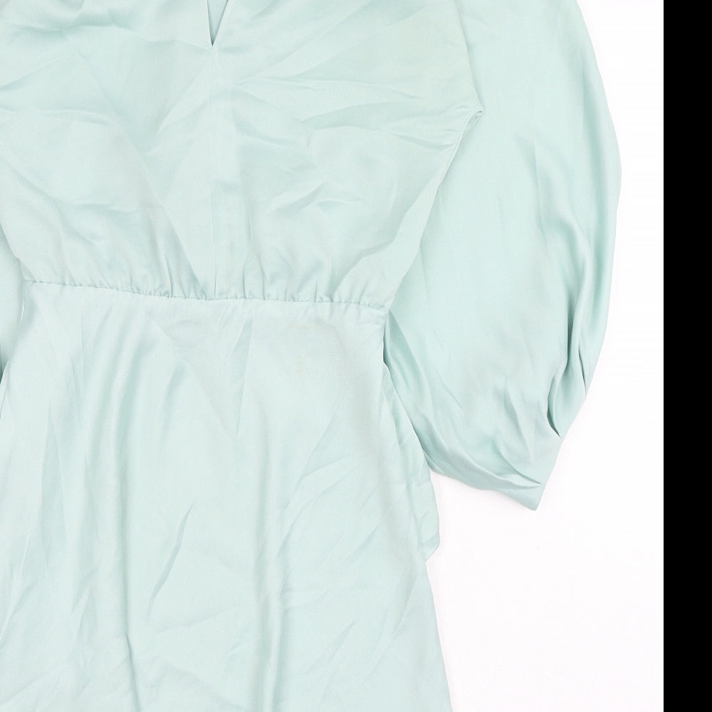 Zara Womens Blue Polyester A-Line Size XS V-Neck Pullover