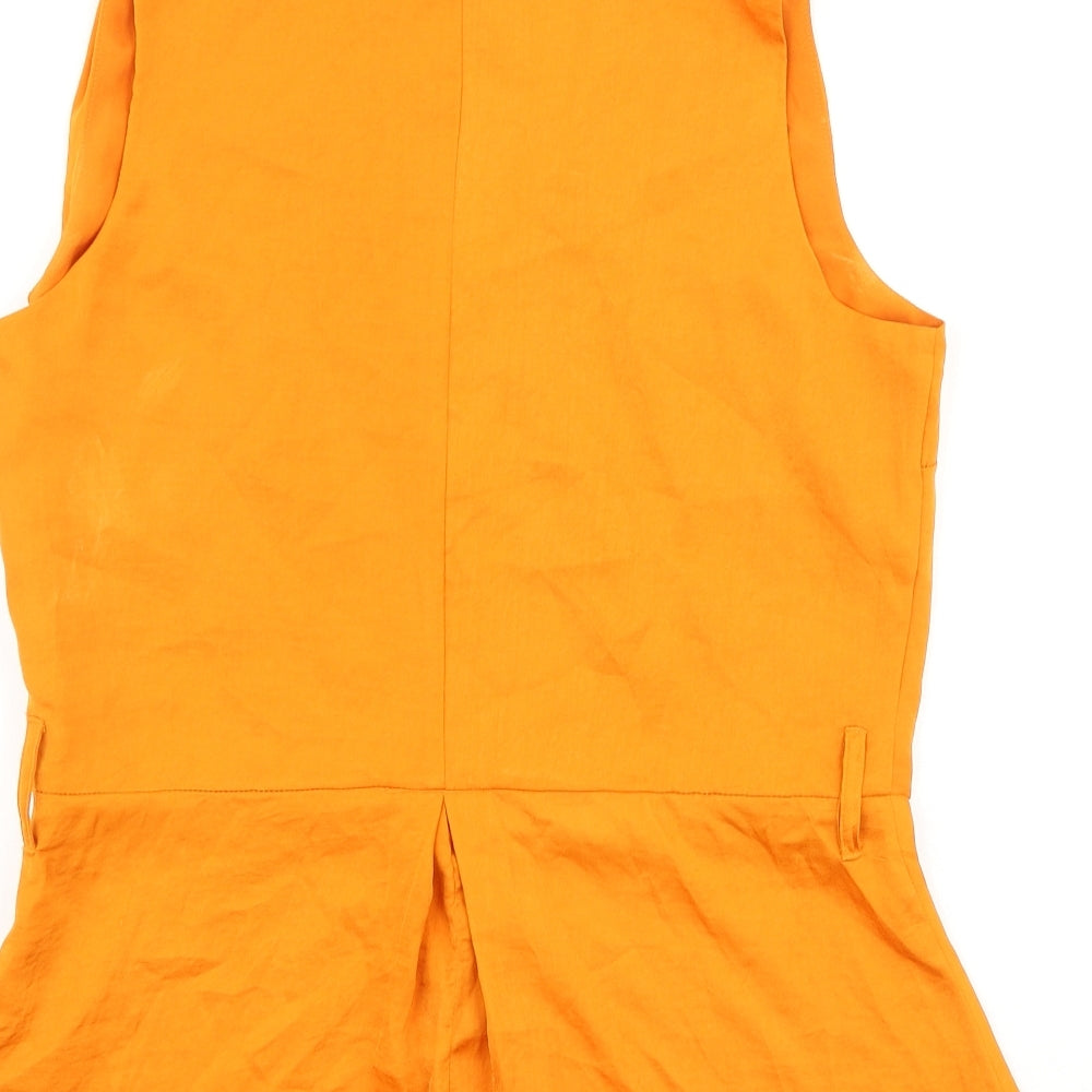 Marks & Spencer Womens Orange Polyester Basic Blouse Size 10 V-Neck