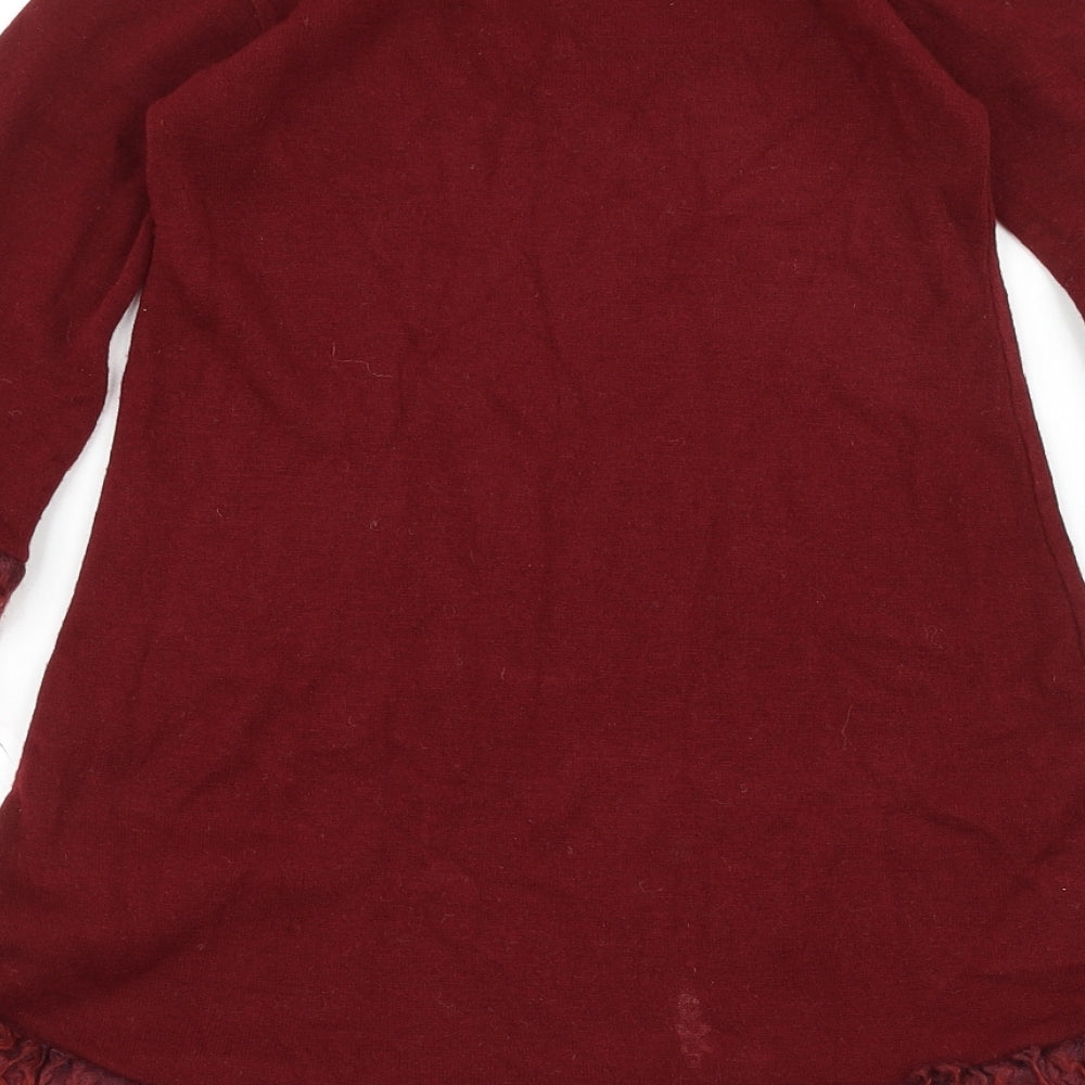 FNUC Womens Red Acrylic A-Line Size M Round Neck Pullover