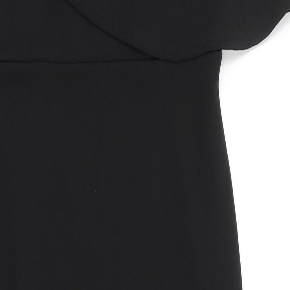 Preworn Womens Black Polyester A-Line Size 10 One Shoulder Pullover