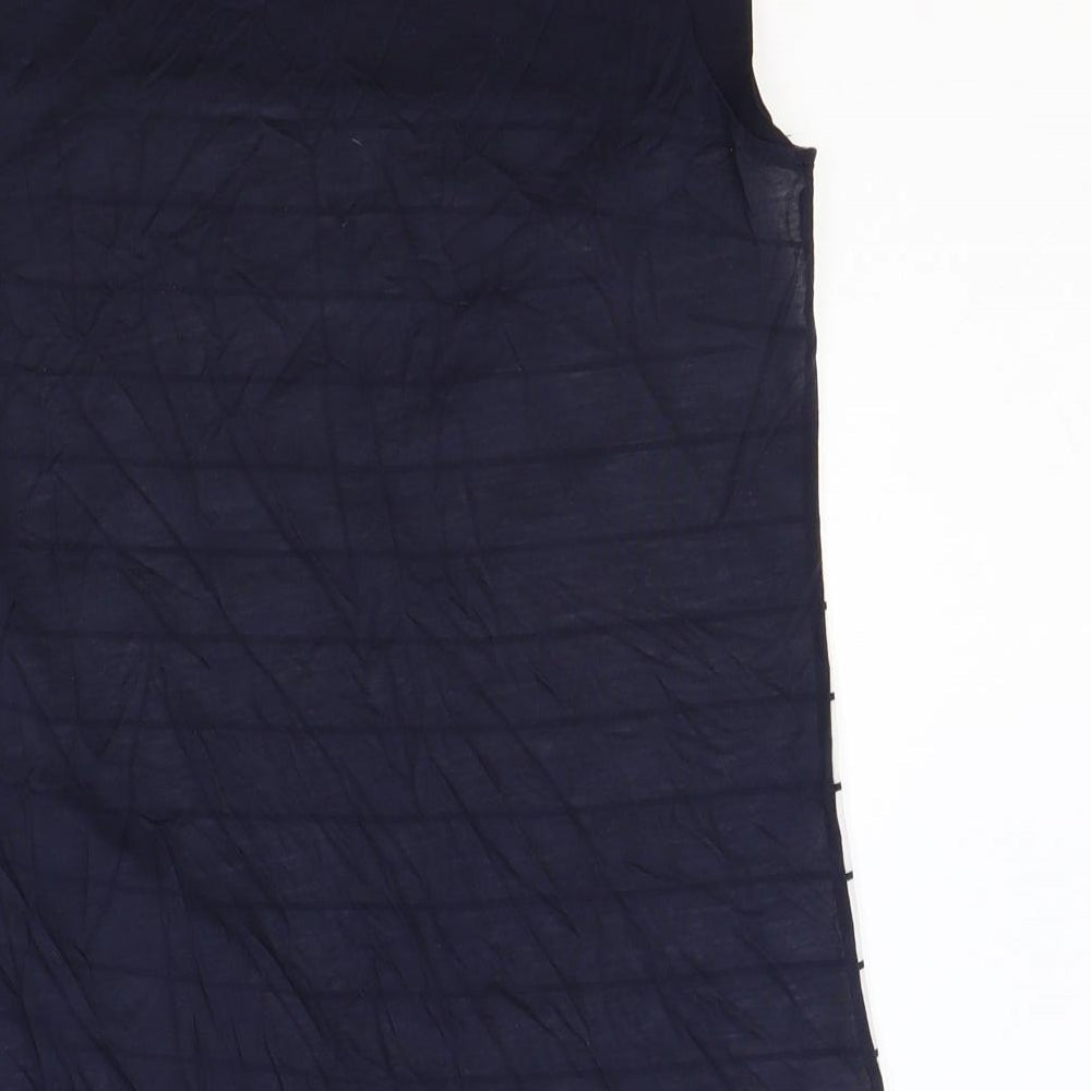 French Connection Womens Black Striped Polyester Basic Tank Size S Scoop Neck