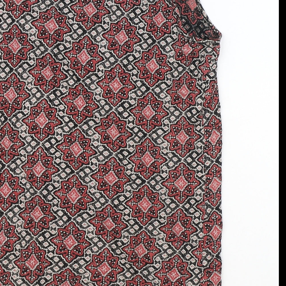 New Look Womens Multicoloured Geometric Cotton Basic Tank Size 10 Round Neck