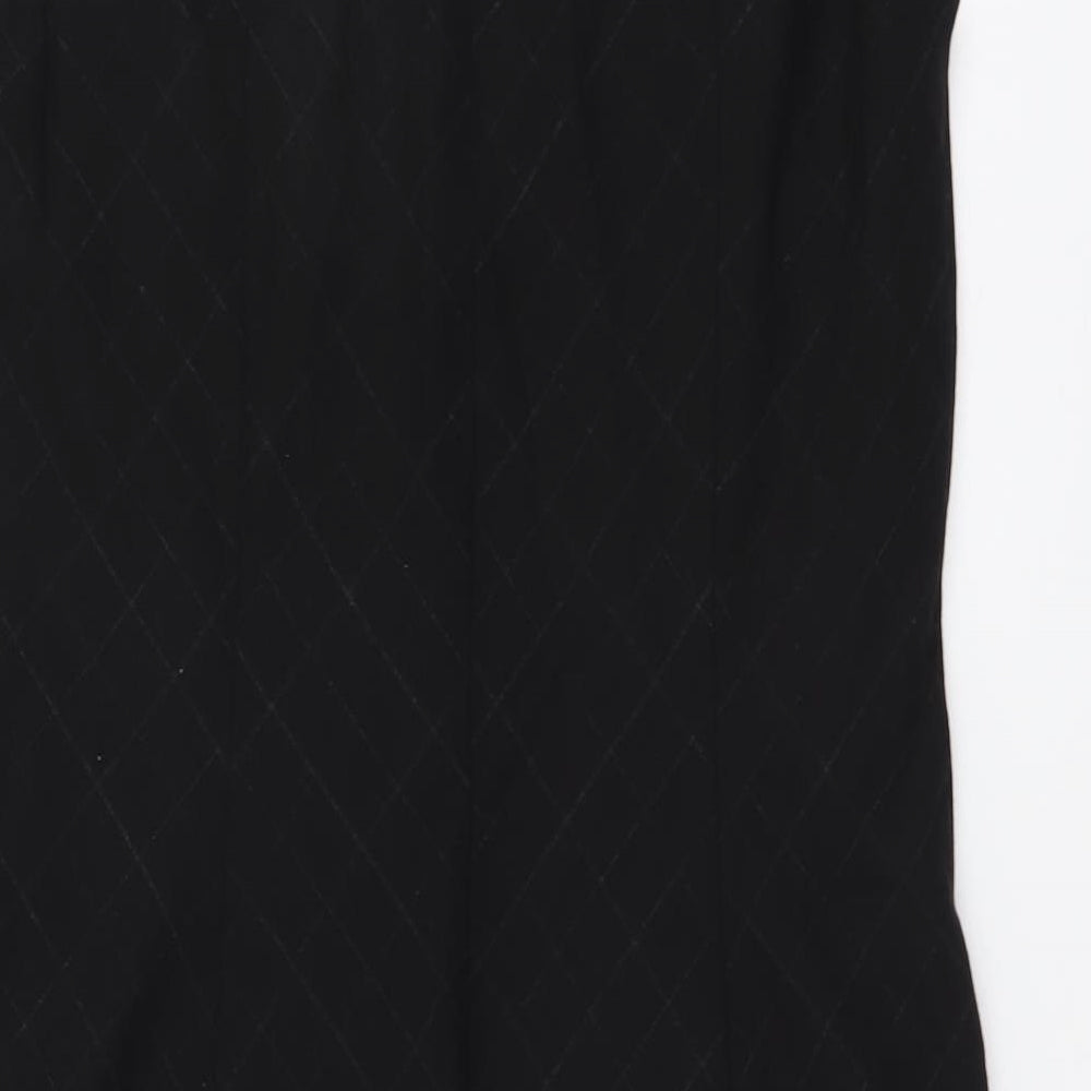 Linea Womens Black Geometric Wool Shift Size 14 Round Neck Zip