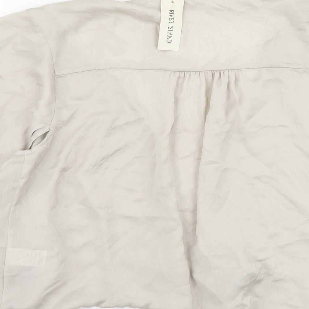 River Island Womens Beige Polyester Wrap T-Shirt Size 8 V-Neck