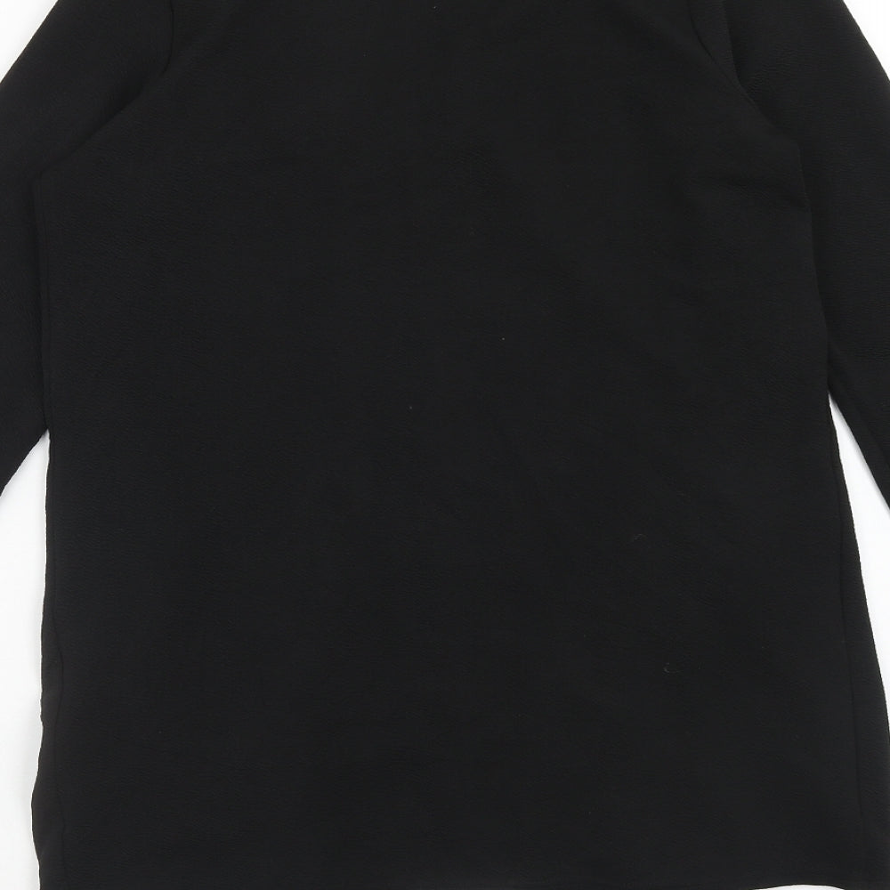 New Look Womens Black Polyester Wrap T-Shirt Size M V-Neck