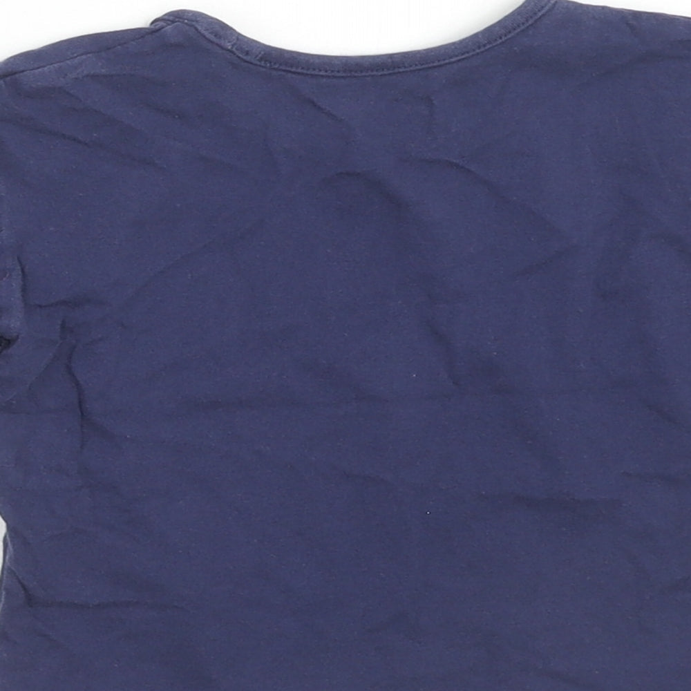 Marks & Spencer Girls Blue Cotton Basic T-Shirt Size 9-12 Months Round Neck Pullover