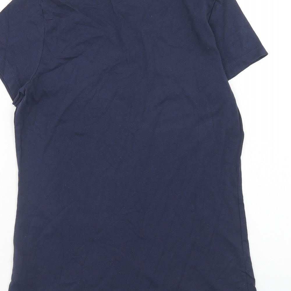 Originals Womens Blue Cotton Basic T-Shirt Size 10 Scoop Neck