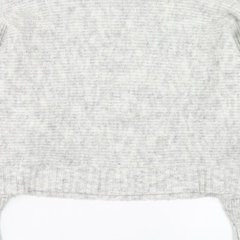New Look Womens Grey High Neck Polyester Pullover Jumper Size S