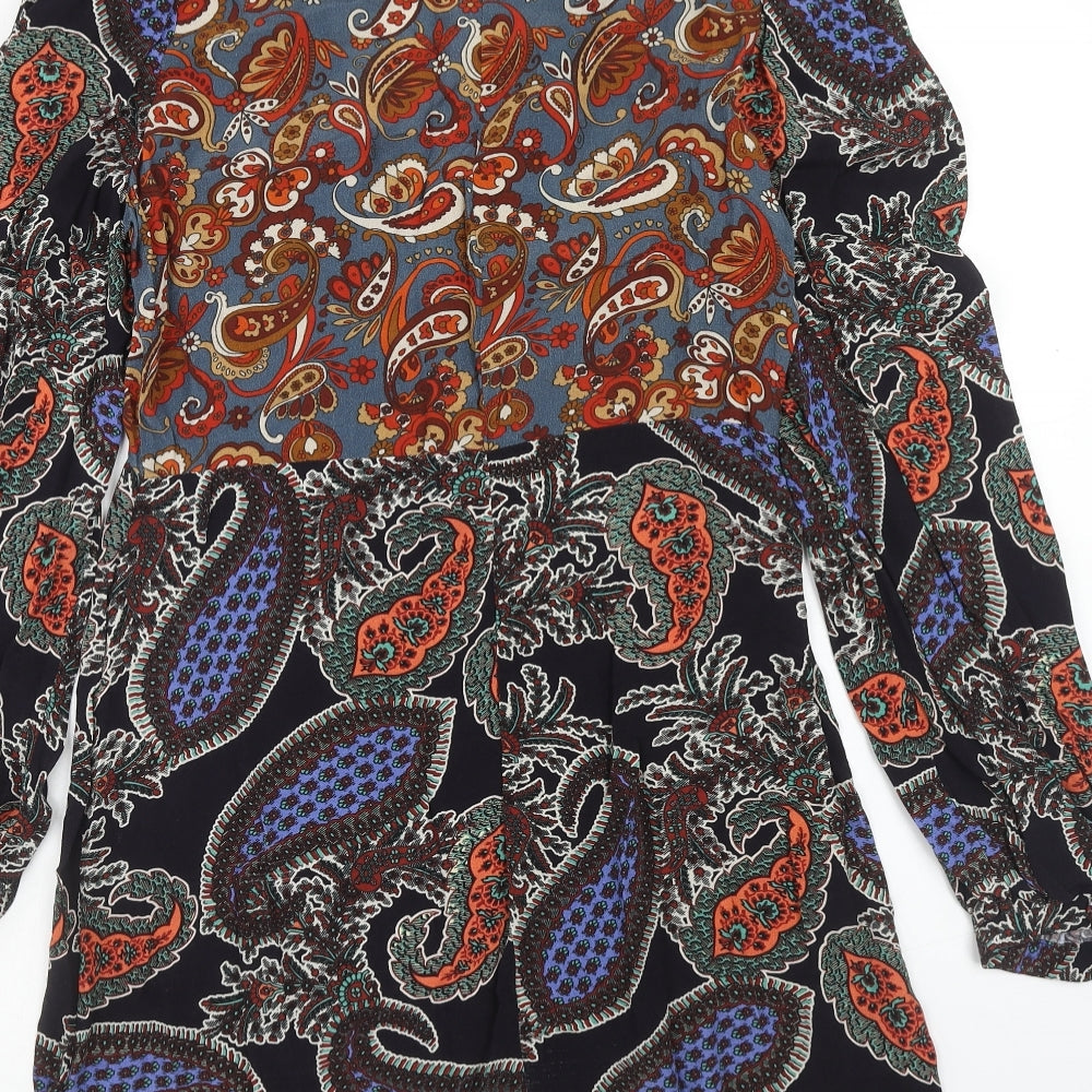 Nasty Gal Womens Multicoloured Geometric Viscose Shift Size 6 V-Neck Button