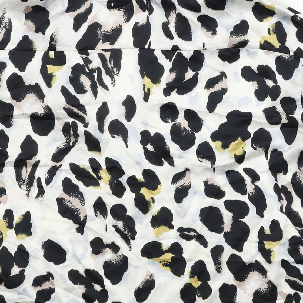 In the Style Womens Multicoloured Animal Print Polyester Basic Button-Up Size 10 Collared - Leopard Pattern