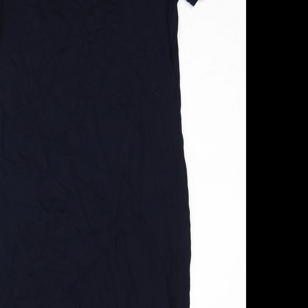 Marks & Spencer Womens Blue Viscose A-Line Size 12 Boat Neck Pullover