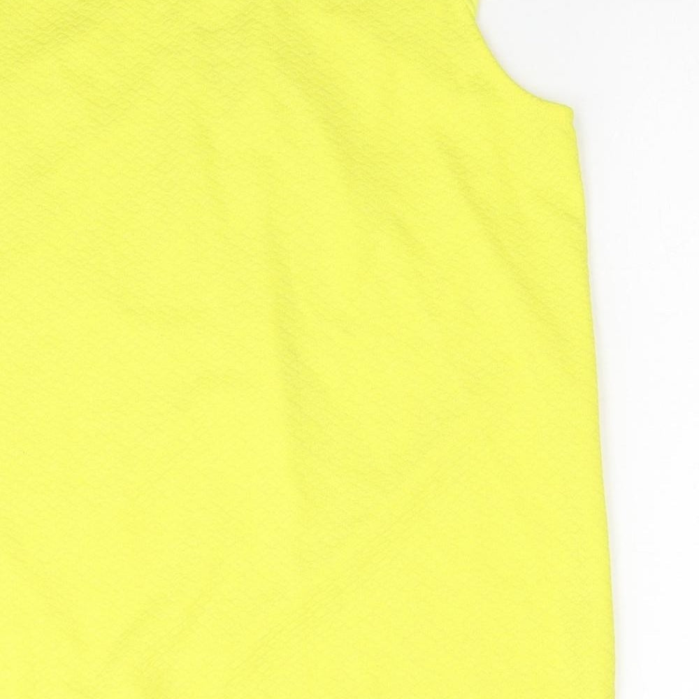 Warehouse Womens Yellow Viscose Basic Blouse Size 10 Round Neck