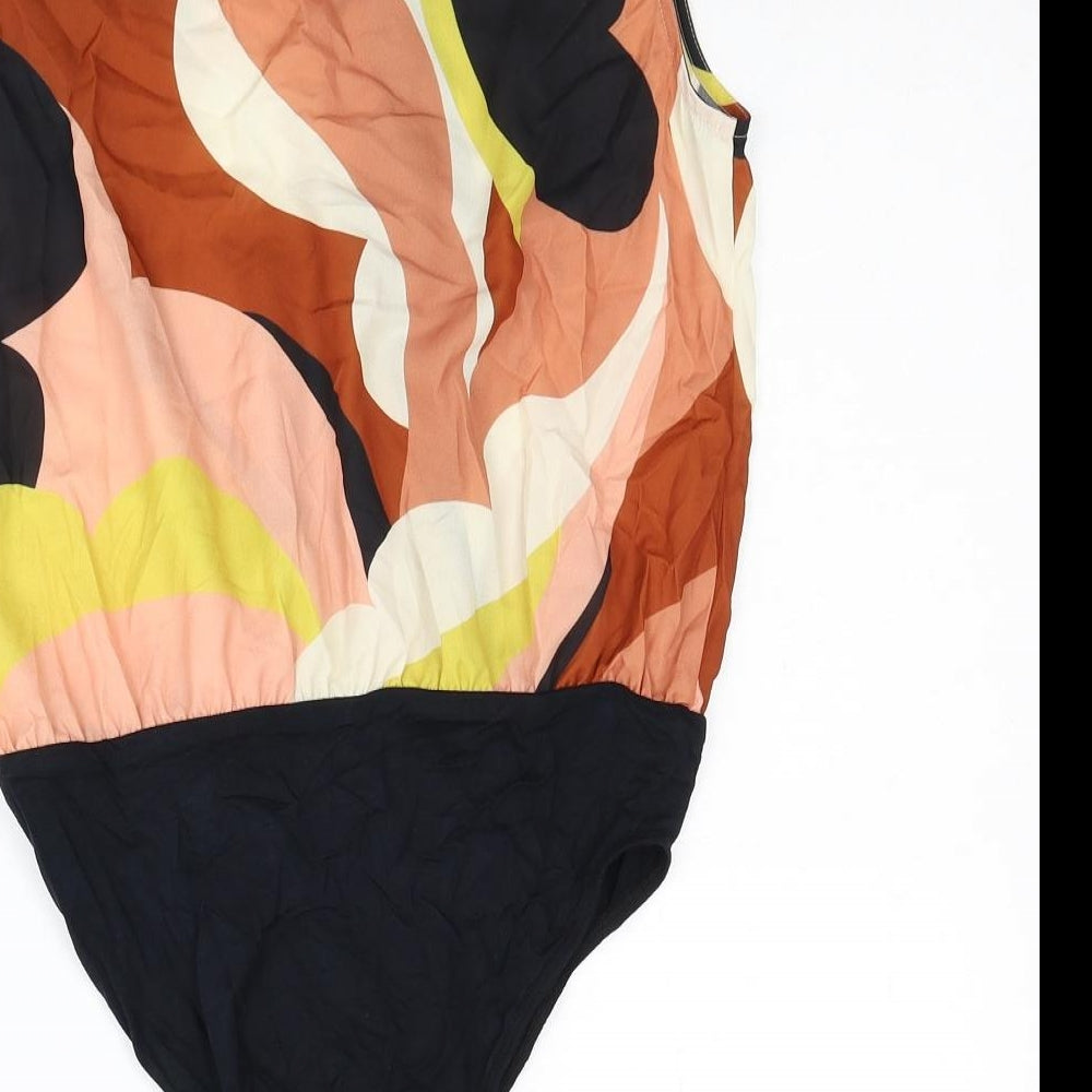 Spring Womens Multicoloured Geometric Polyester Bodysuit One-Piece Size 12 Snap